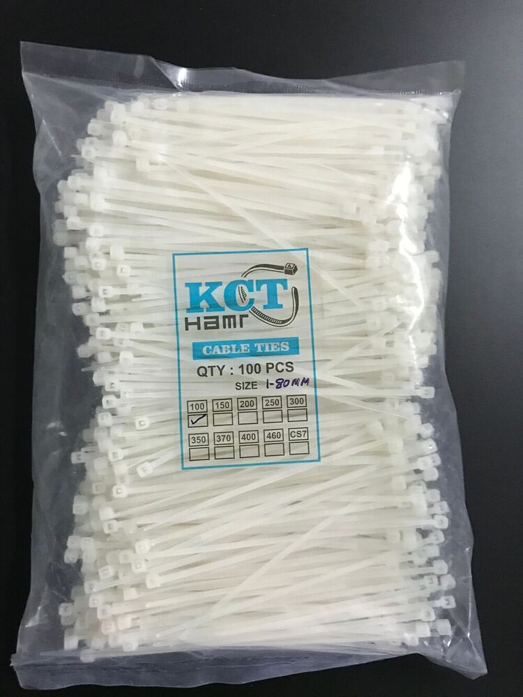 250mm White Nylon Cable Ties