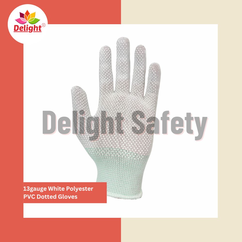 Delight MPKD13-62(W) 13gauge Polyester PVC Dotted Gloves