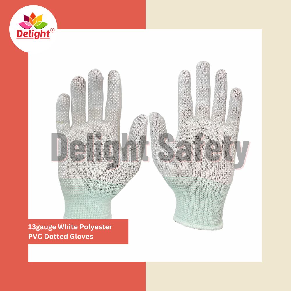 Delight MPKD13-62(W) 13gauge Polyester PVC Dotted Gloves