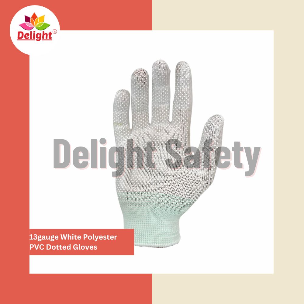 Delight MPKD13-62(W) 13gauge Polyester PVC Dotted Gloves
