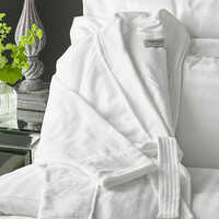 100% Cotton Velour Bathrobe Fabric - 300gsm, White, Double Stitched Hem | Soft, Absorbent, Eco-friendly, Sheared Finish