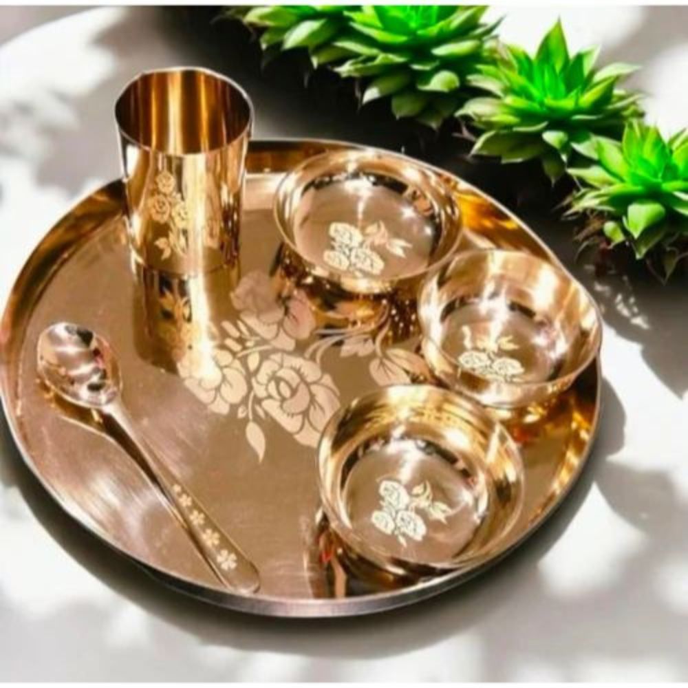 Premium Kansa Bronze Dinner Set Traditional Indian Thali Set for Royal Dining Experience
