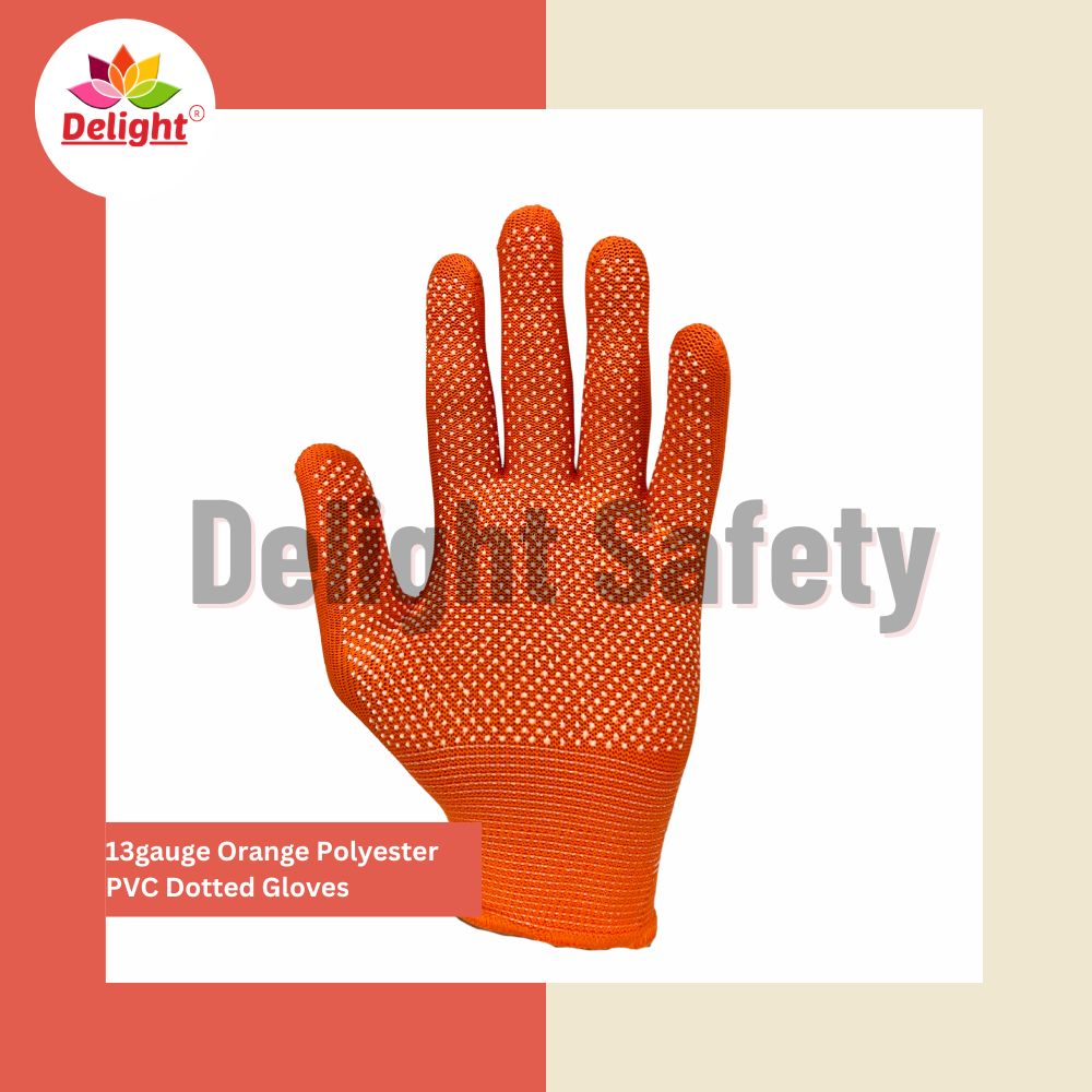 Delight Mpkd13-62(r) 13 Gauge Red Polyester Pvc Dotted Hand Gloves - Feature: Breathable