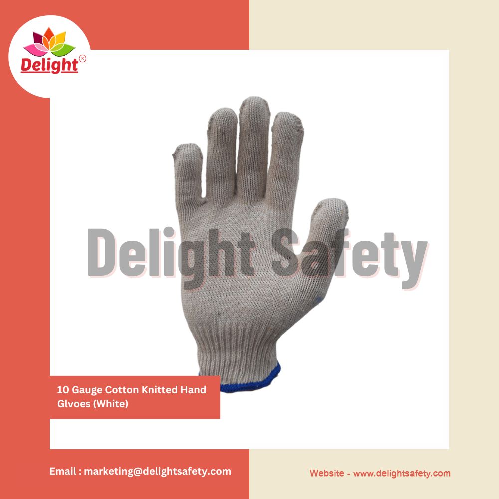 Delight 7 Gauge Cotton Knitted Hand Gloves (White)