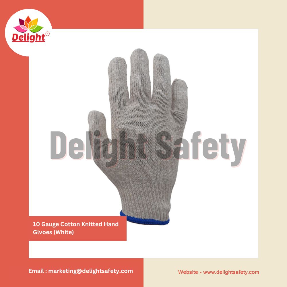 Delight 7 Gauge Cotton Knitted Hand Gloves (White)