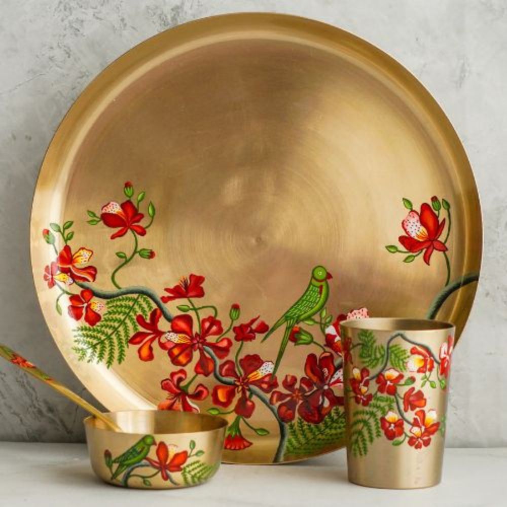 Luxury Kansa Bronze Dinner Set Combo With Thali Bowls And Glass For Elegant Food Presentation - Capacity: 150 Milliliter (ml)