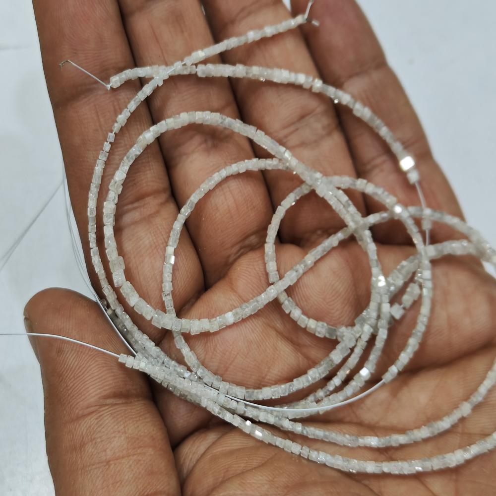 Natural Milky Ice Grey Diamond Cube Box Faceted Beads Certified Diamond beads Size 1.5mm to 2mm
