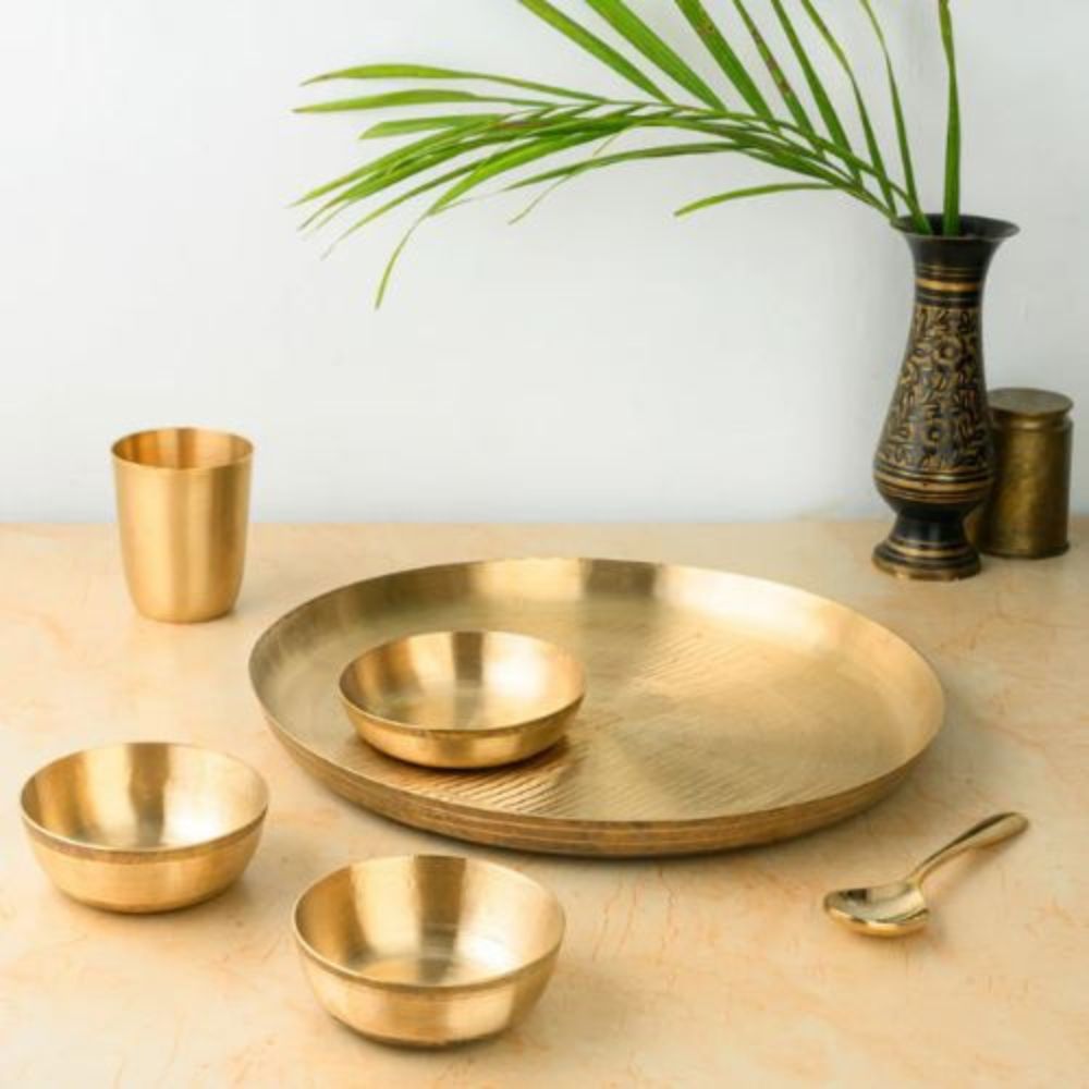 Pure Kansa Bronze Dinner Set Traditional Tableware for Authentic Indian Meals