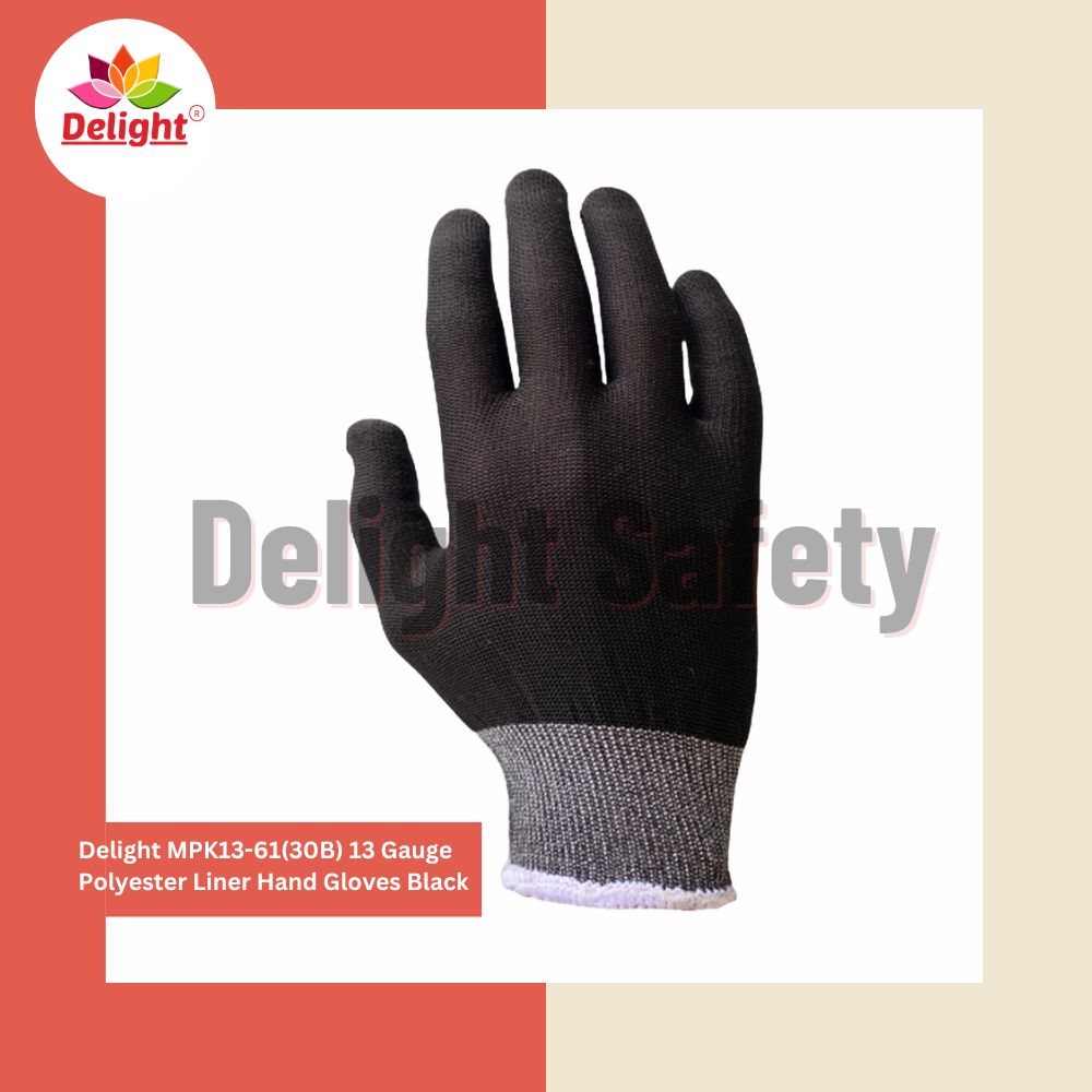 Delight MPK1361-B, 13 Gauge Black Polyester Knitted Gloves