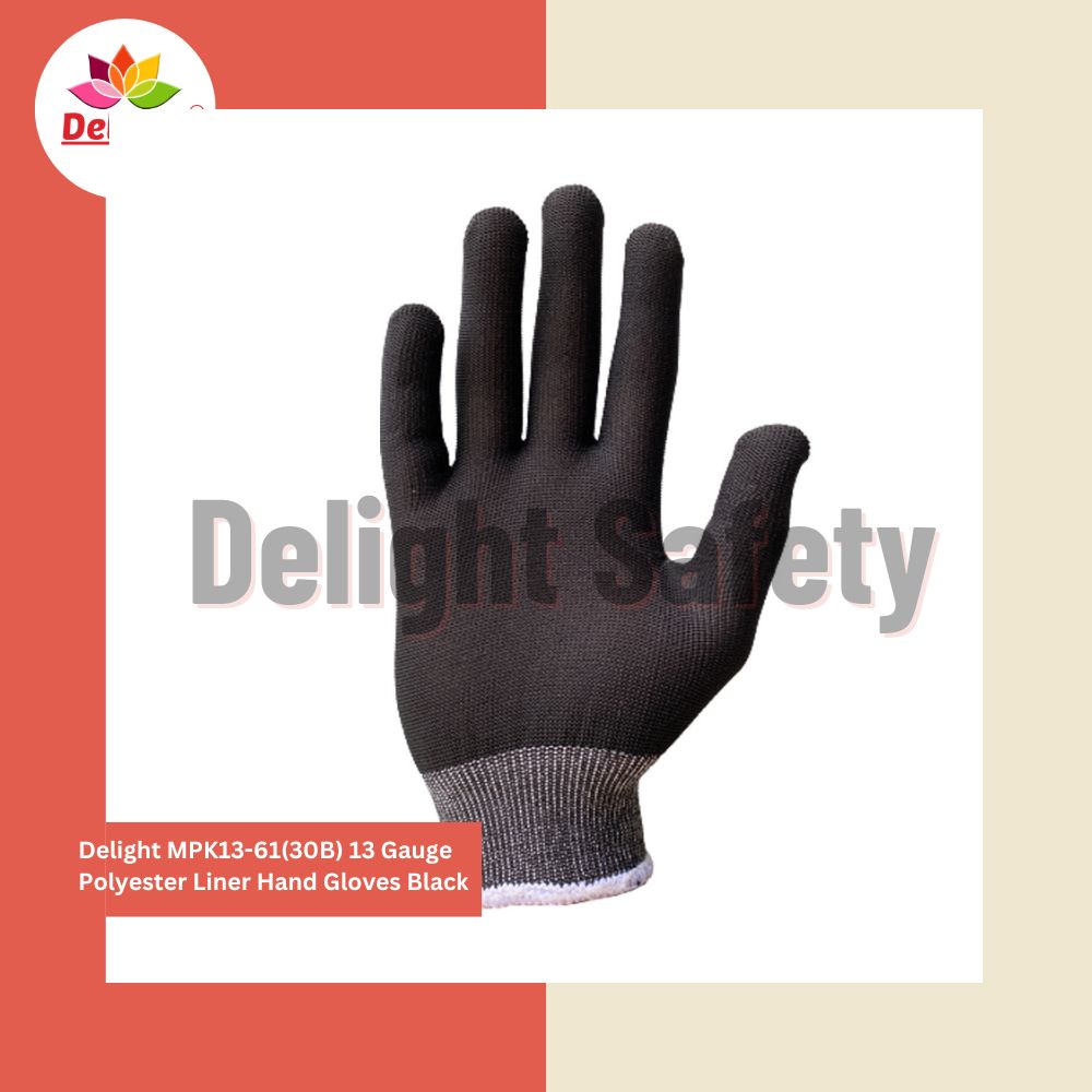 Delight MPK1361-B, 13 Gauge Black Polyester Knitted Gloves