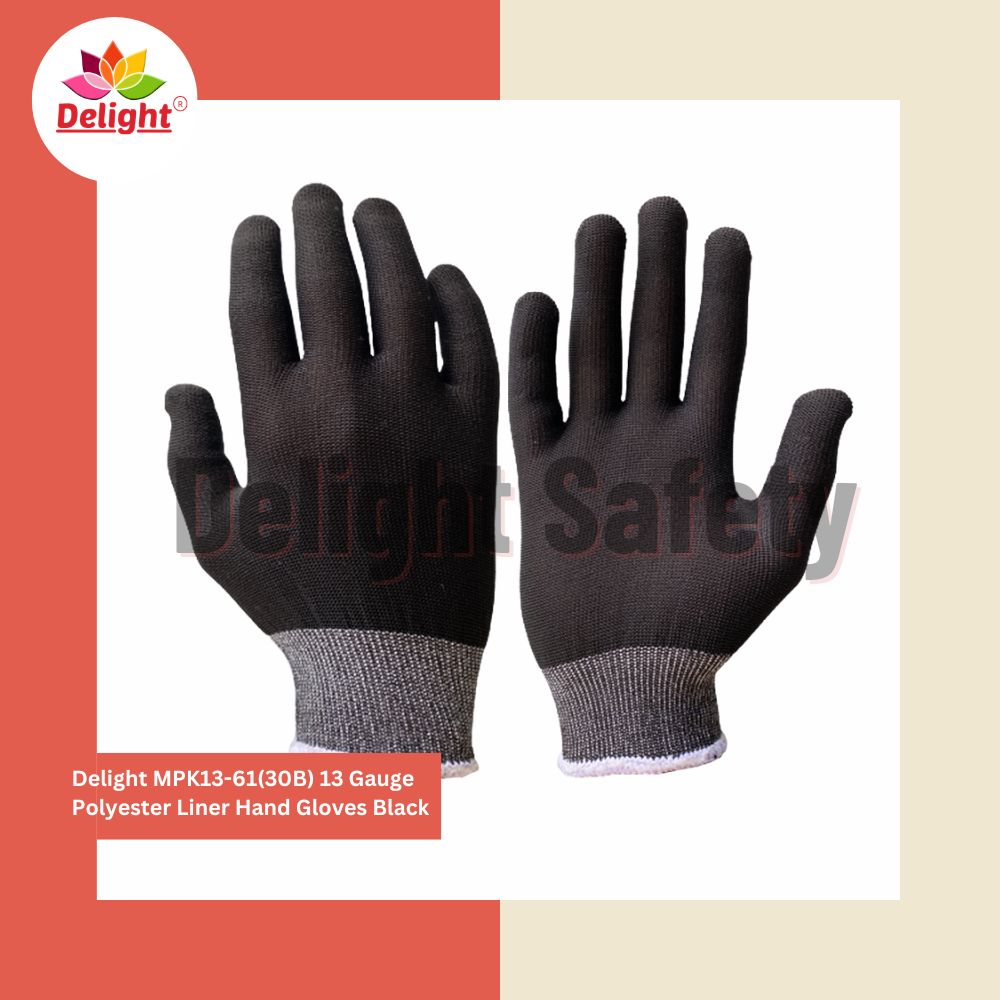 Delight MPK1361-B, 13 Gauge Black Polyester Knitted Gloves