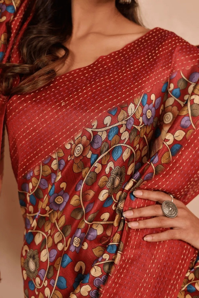 Katha And Madhubani Fusion Saree
