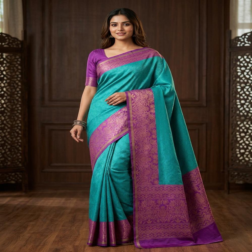 Digital Print Saree - Color: Black With Multicolor Embroidery