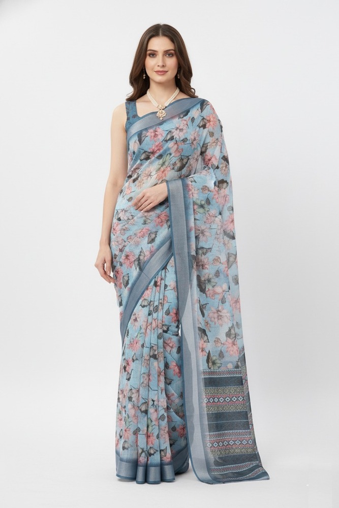 Light Blue Floral Beauty Saree