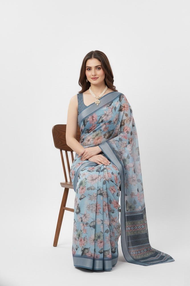 Light Blue Floral Beauty Saree