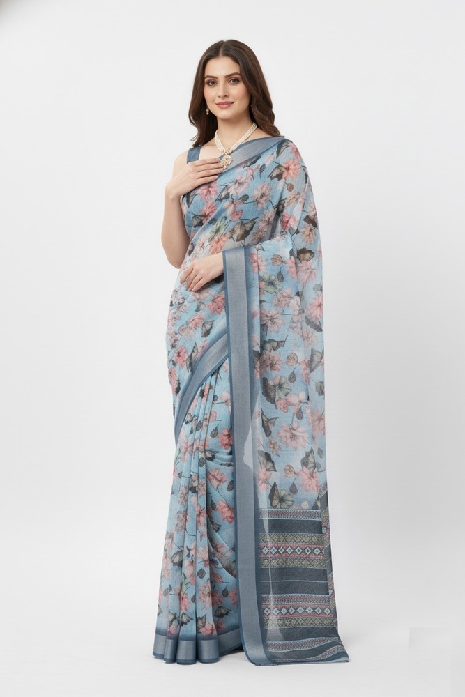 Light Blue Floral Beauty Saree