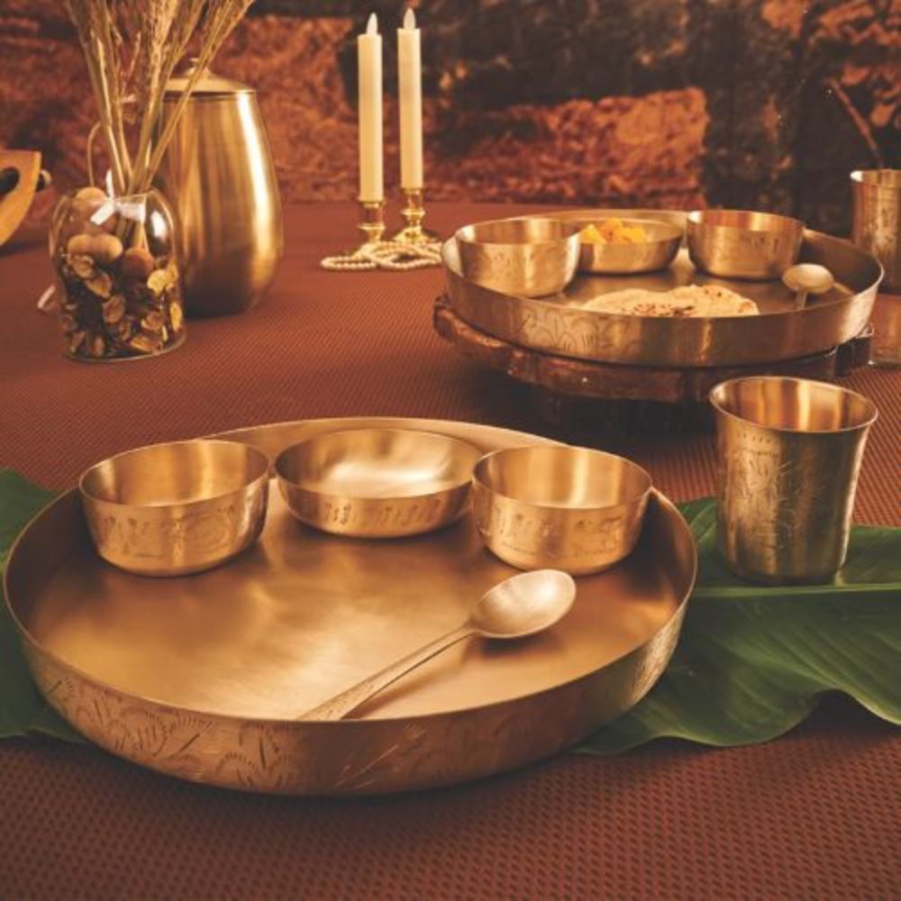 Authentic Handmade Kansa Bronze Dinner Set Traditional Dining Set with Health Benefits