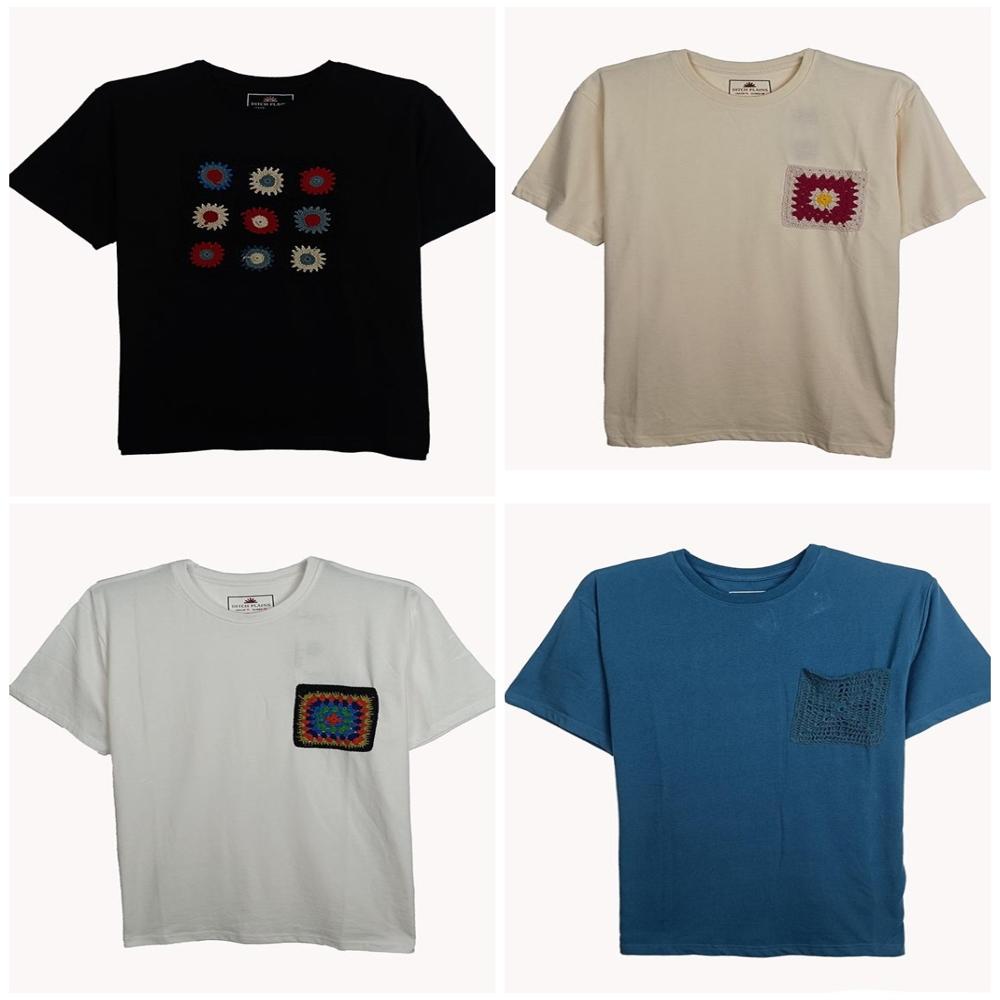 W13494 DITCH PLAINS Ladies Fancy Tops With Crochet Decoration