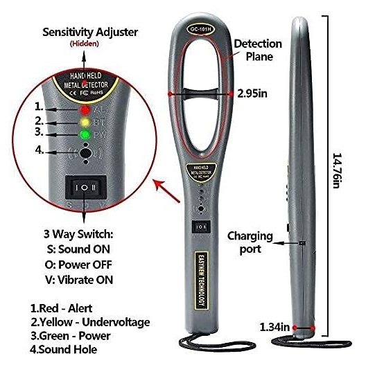 True Sense High Sensitive Handheld Metal Detector Safe Security Purpose, GC-101H