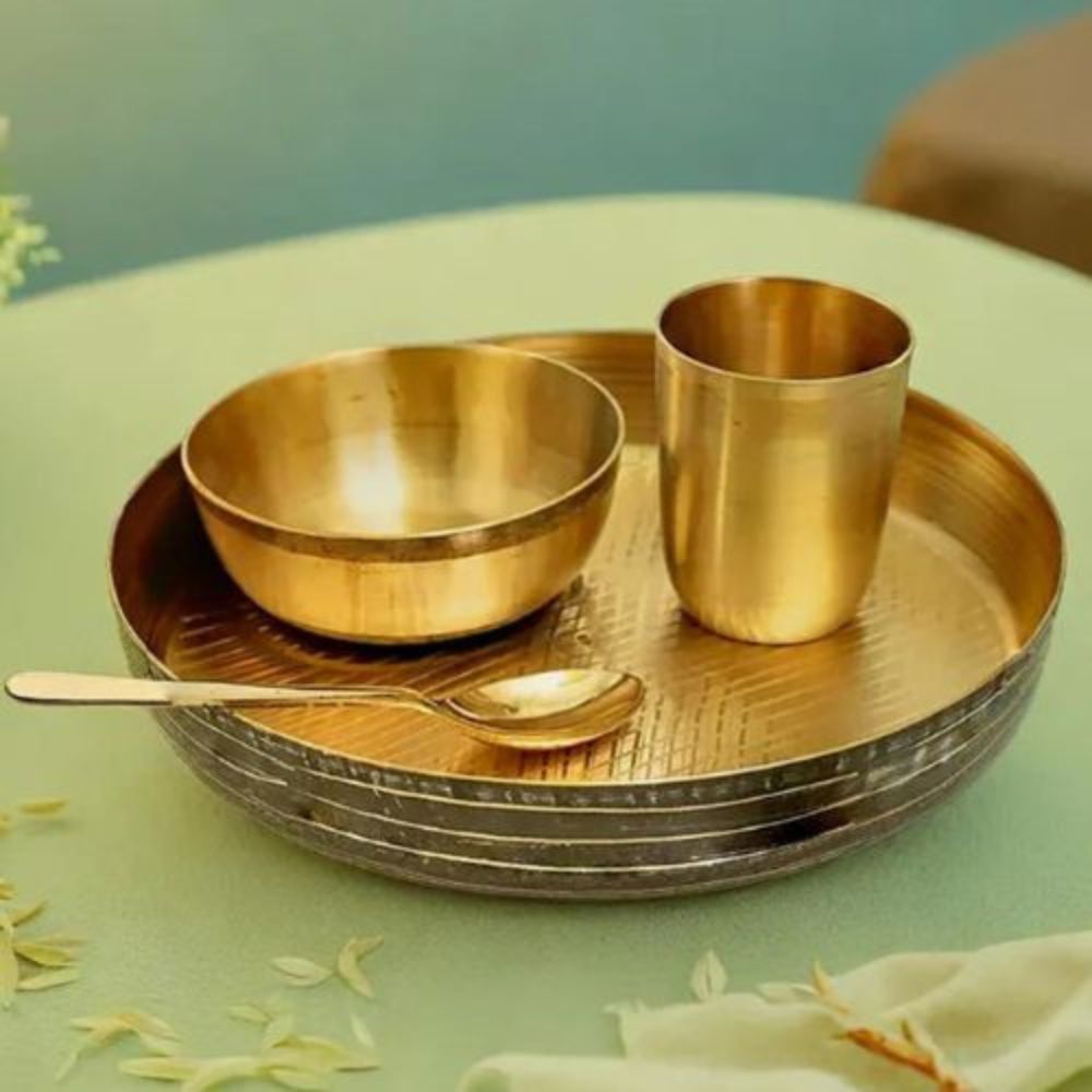 Elegant Kansa Bronze Dinner Set Handcrafted Utensils for Premium Dining Experience