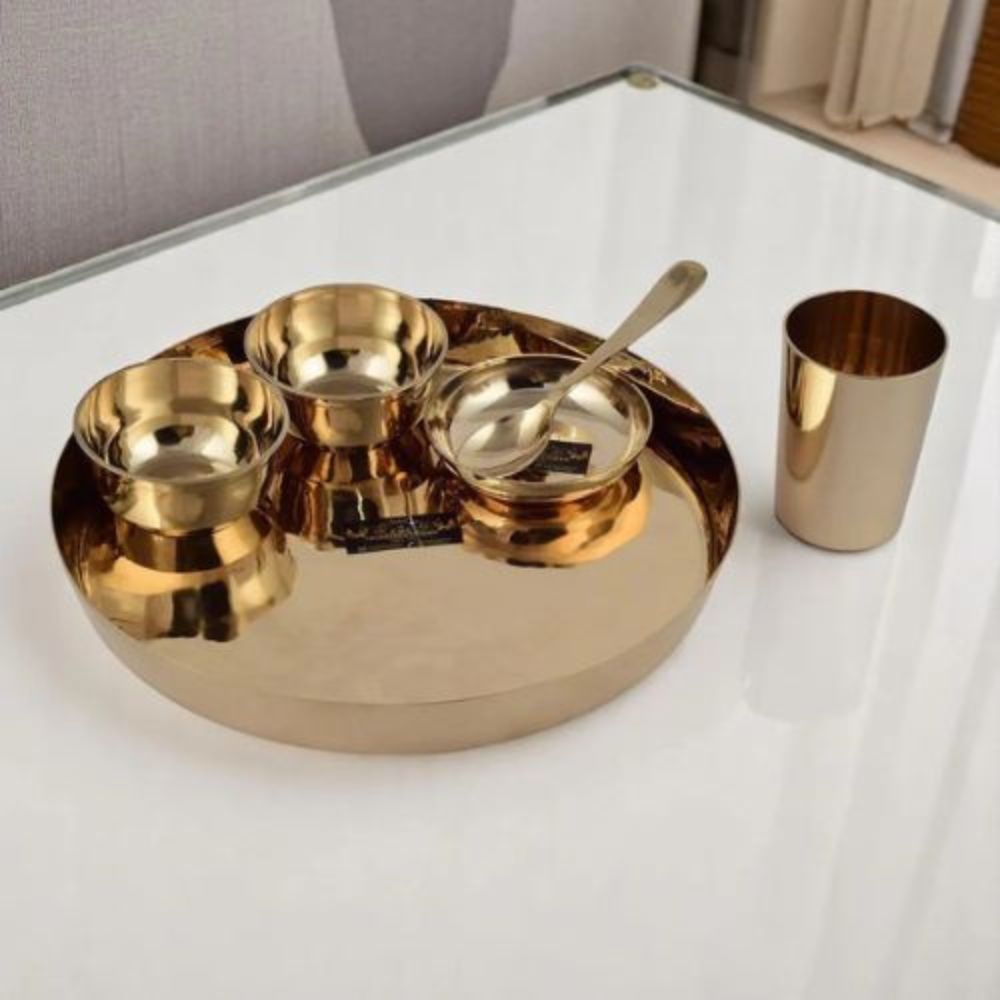 Premium Quality Kansa Bronze Dinner Set Ideal for Hotels Restaurants and Home Use
