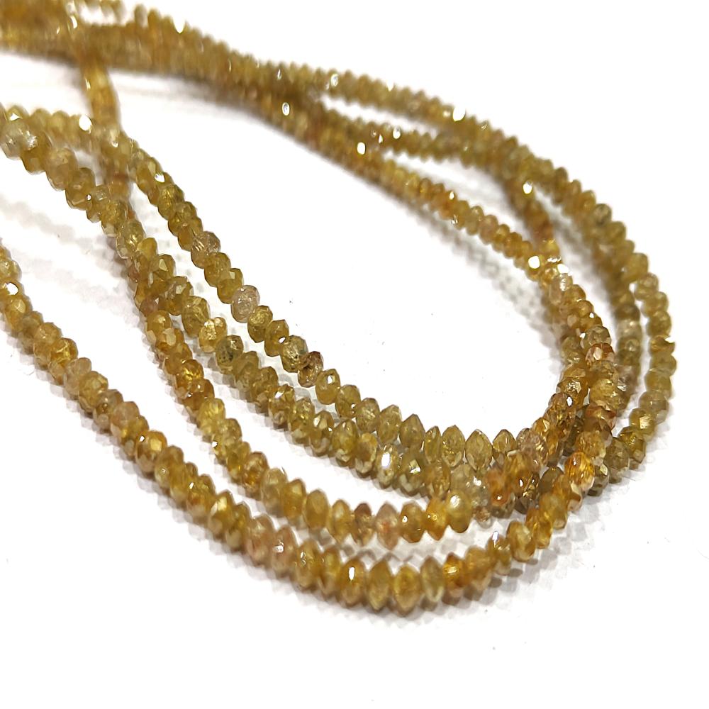 Natural Yellow Diamond Rondelle Faceted Beads Certified Diamond beads Size 1.5mm to 3mm