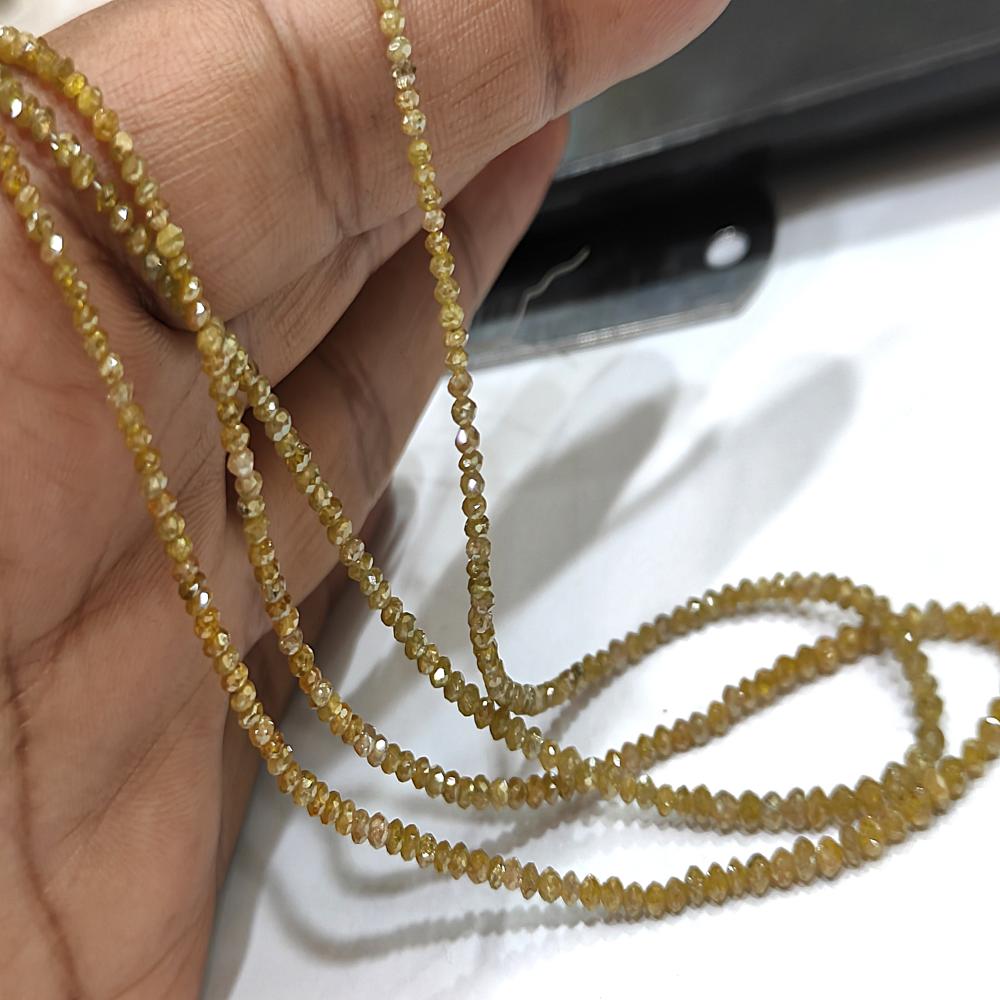 Natural Yellow Diamond Rondelle Faceted Beads Certified Diamond beads Size 1.5mm to 3mm