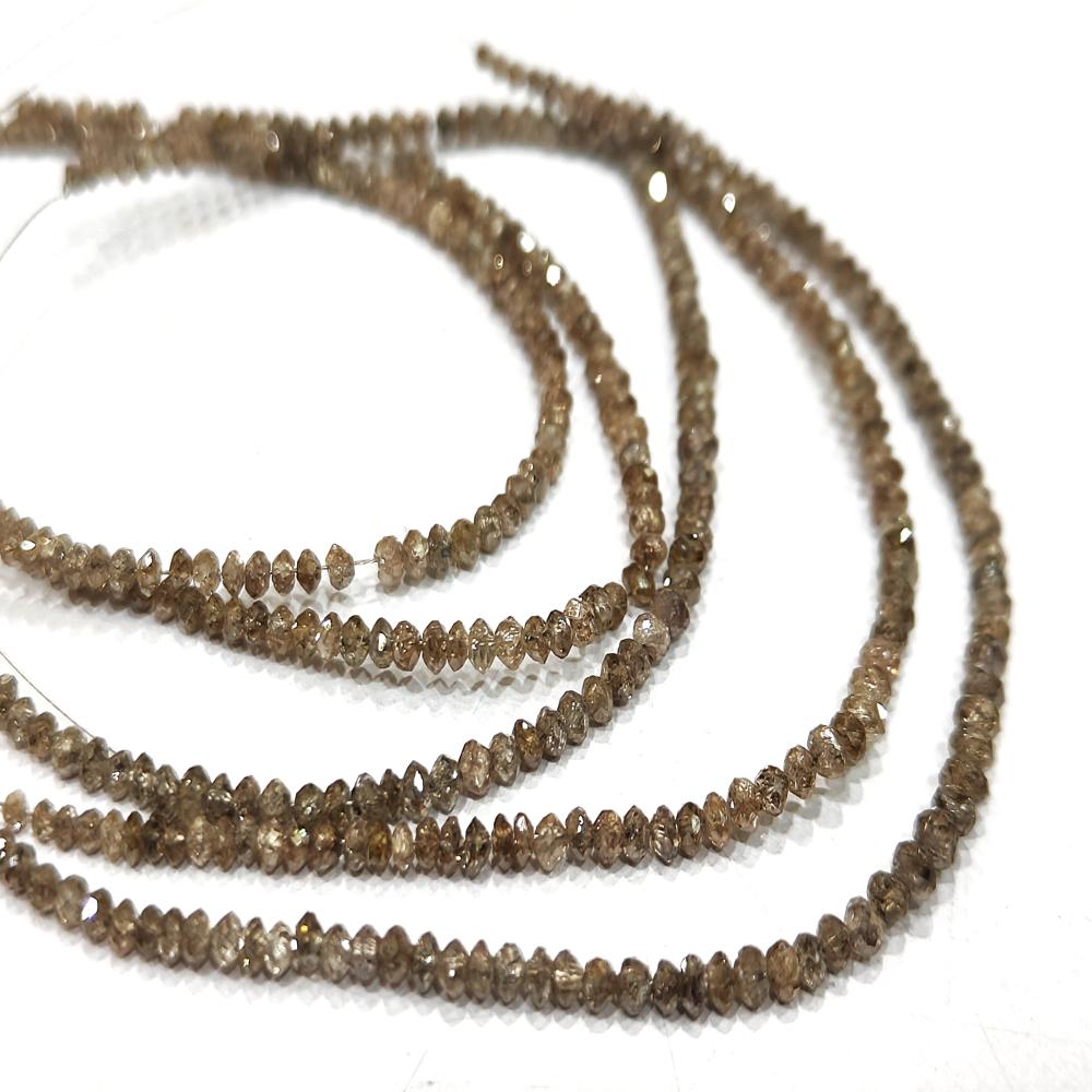 Natural Brown Diamond Rondelle Faceted Beads Certified Diamond Beads Size 1.5mm To 2.5mm - Beads Material: Stone