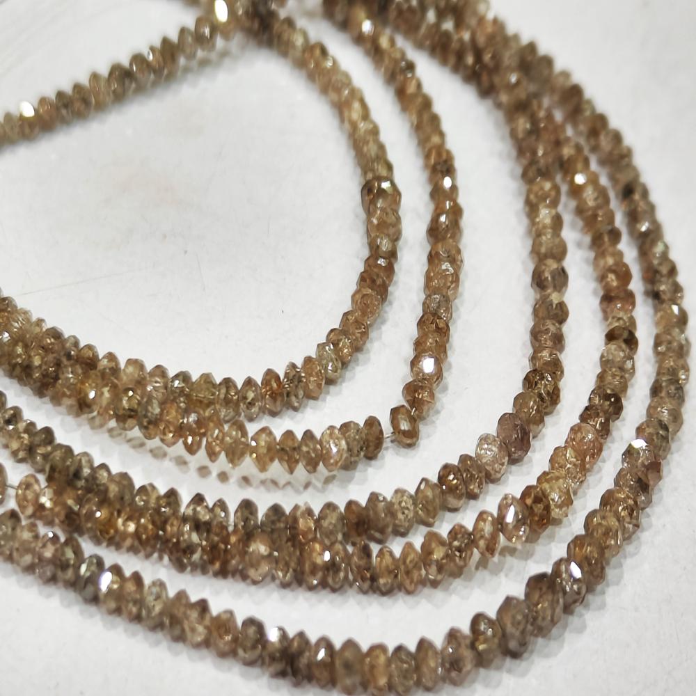 Natural Brown Diamond Rondelle Faceted Beads Certified Diamond beads Size 1.5mm to 2.5mm