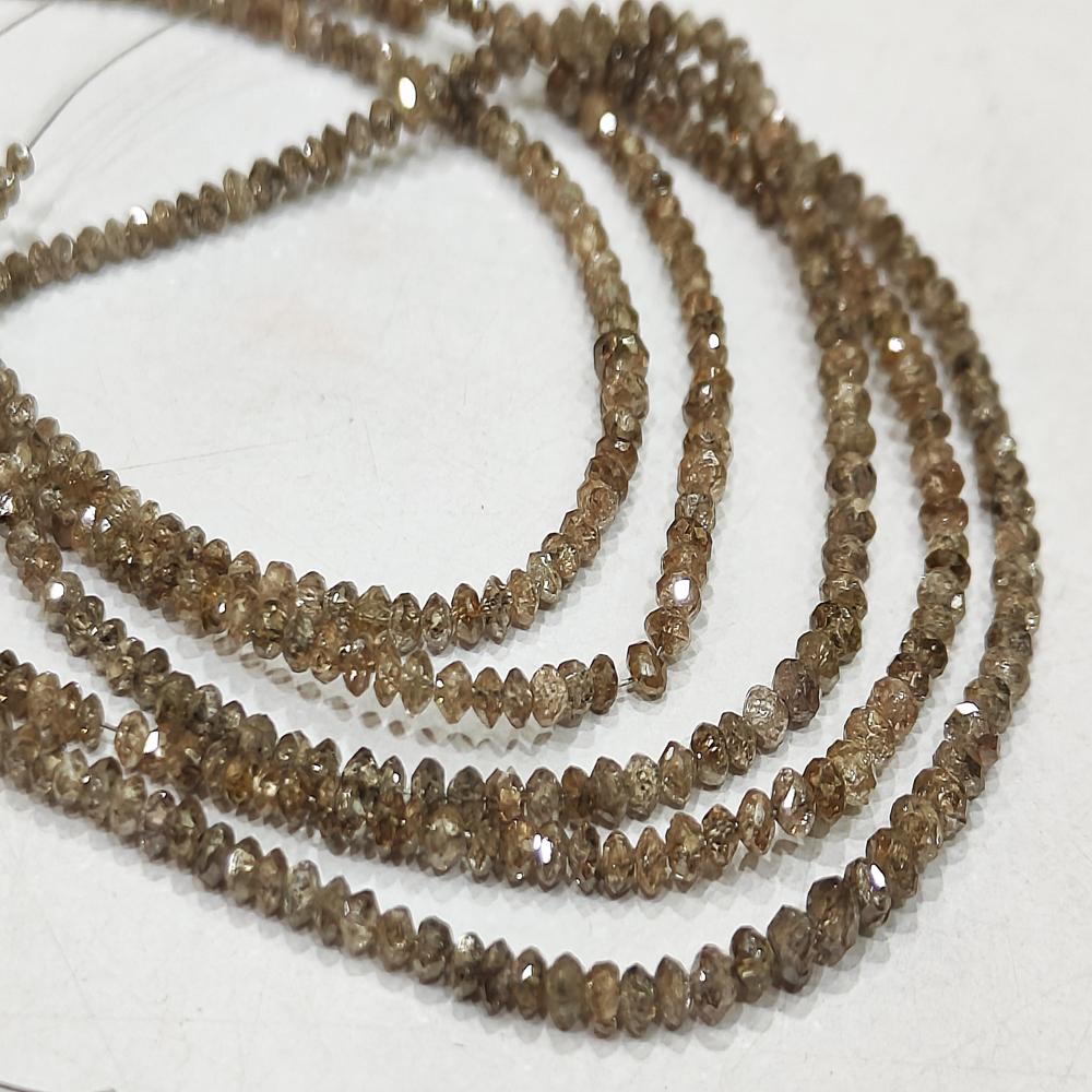 Natural Brown Diamond Rondelle Faceted Beads Certified Diamond beads Size 1.5mm to 2.5mm