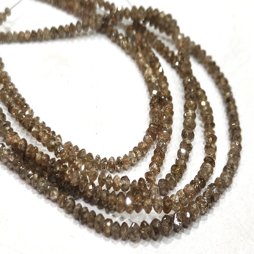 Natural Brown Diamond Rondelle Faceted Beads Certified Diamond beads Size 1.5mm to 2.5mm