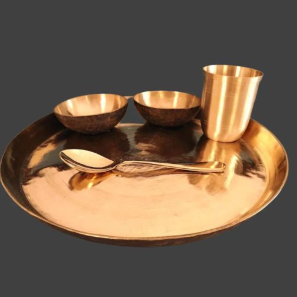 Ayurvedic Kansa Bronze Dinner Set Traditional Utensils for Wellness and Balanced Eating