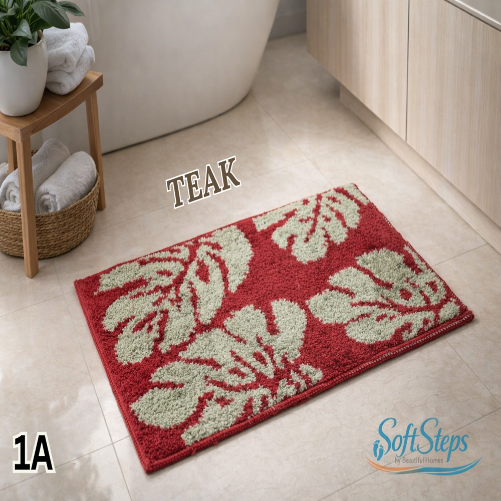 Teak Bathmats - Back Material: Anti-slip Latex