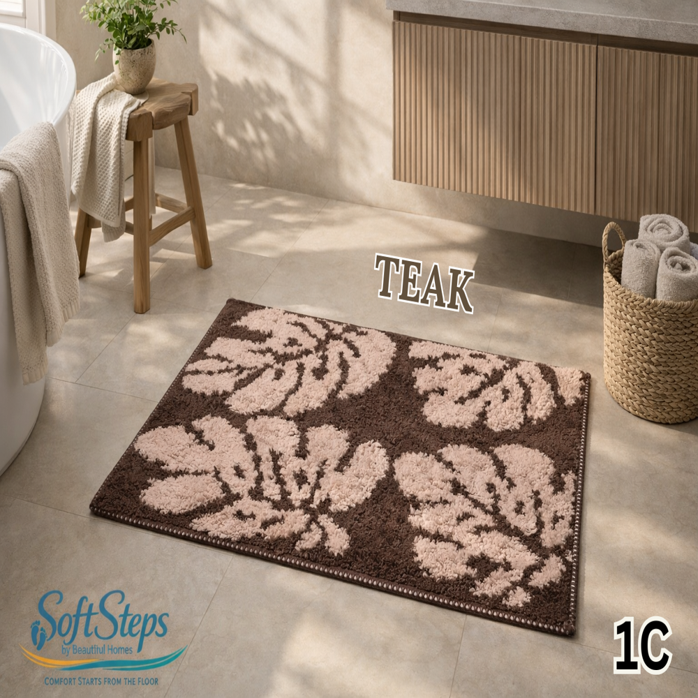 Teak Bathmats - Back Material: Anti-slip Latex