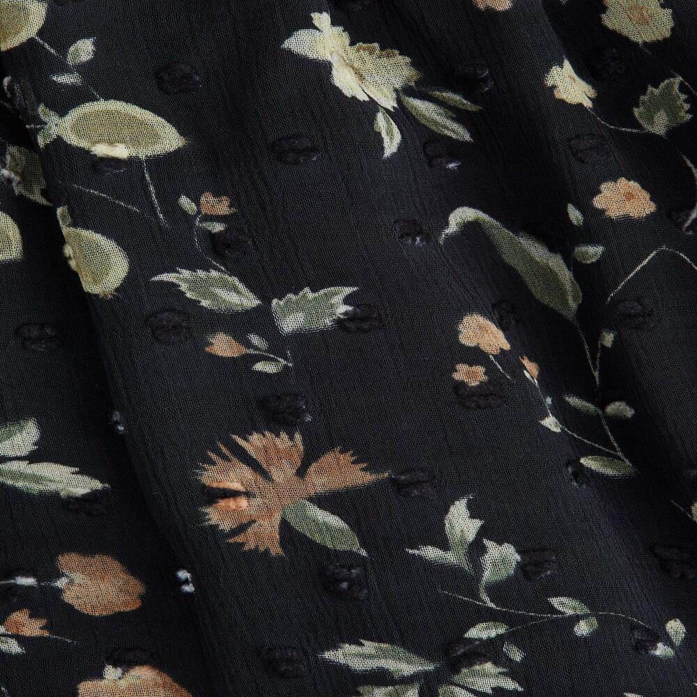 Floral Ruffle Mini Skirt - Color: Black