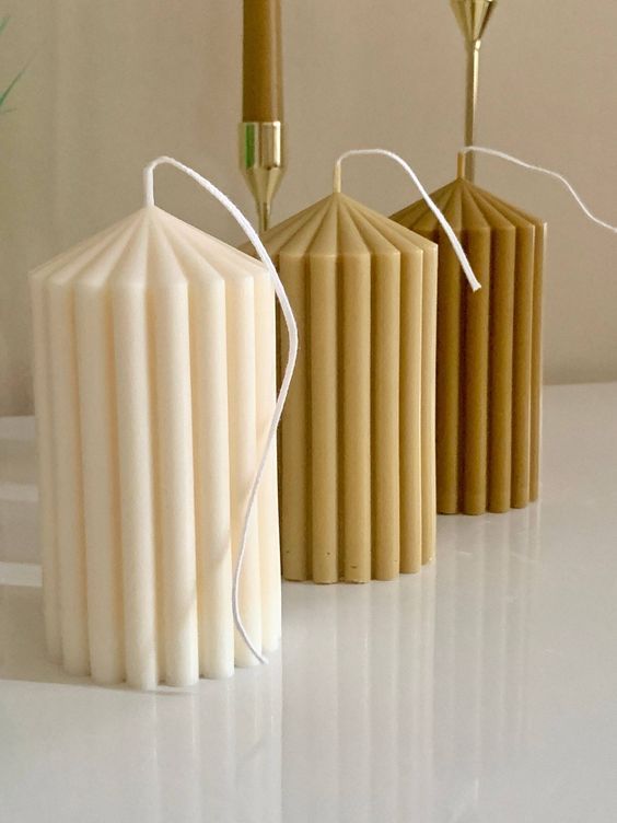 Ribbed Pillar Candle - Burning Time: Approximately 20-30 Hours (Varies By Size)