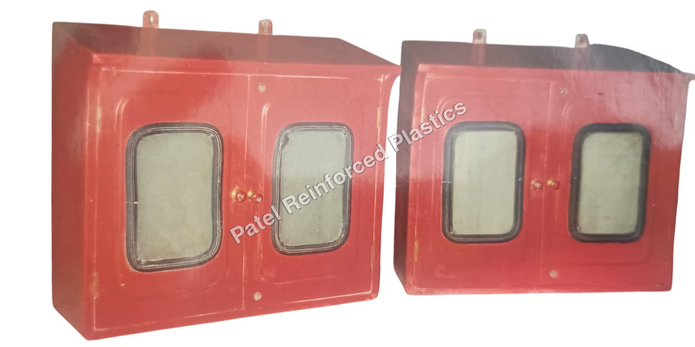 FRP Fire Box - Fiberglass Reinforced Plastic, 600x450x250 mm, Red | Fire Resistant, UV and Weather Resistant, Acrylic Window, Stainless Steel Lock
