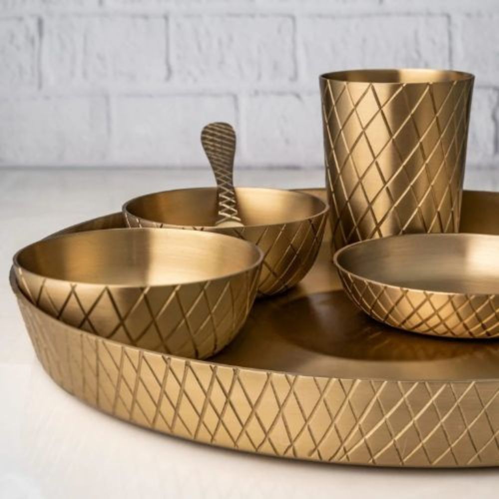 Pure Kansa Bronze Dinner Set for Authentic Indian Dining Tradition