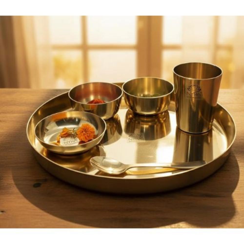 Pure Kansa Bronze Dinner Set for Authentic Indian Dining Tradition