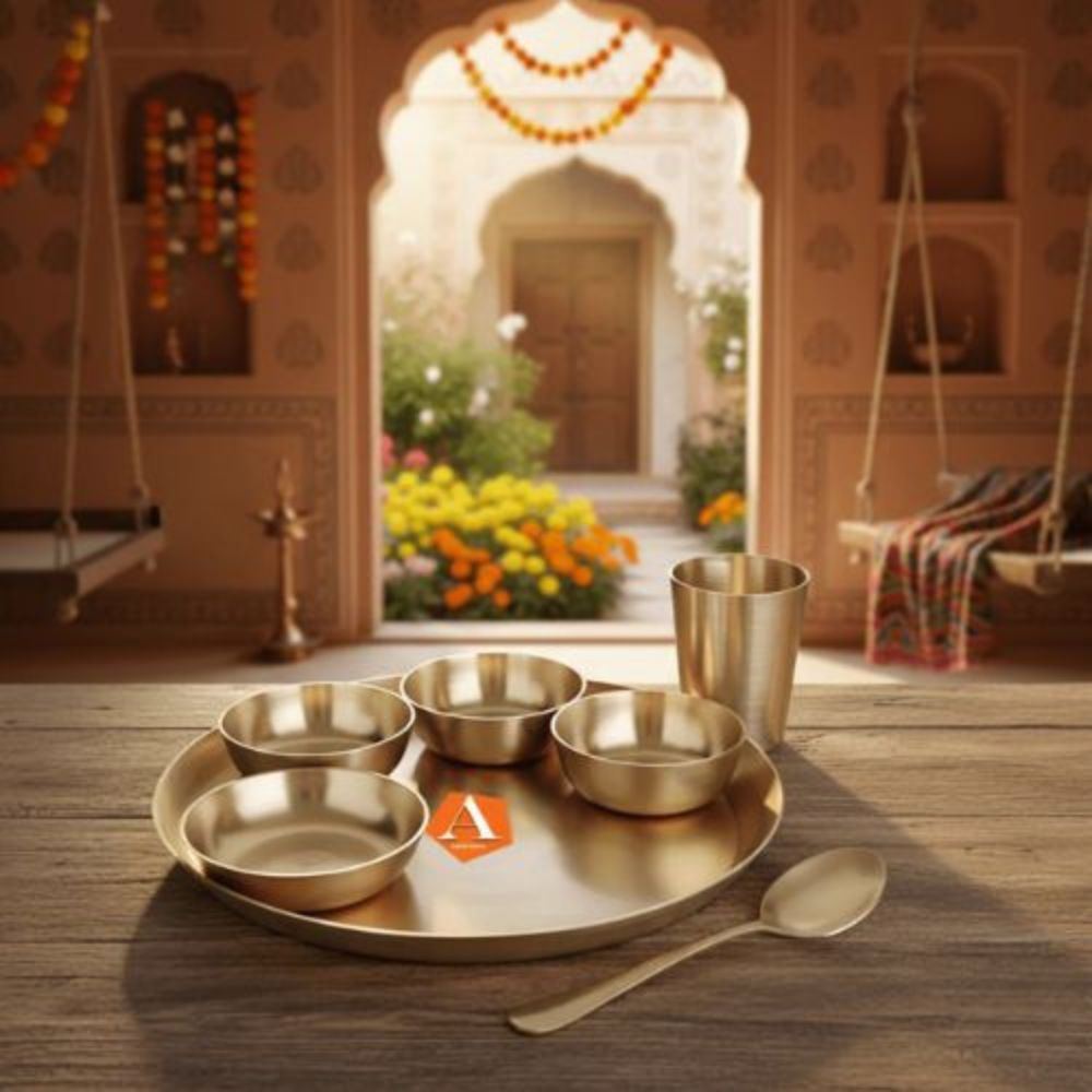 Ayurvedic Kansa Bronze Dinner Set for Improved Digestion and Health