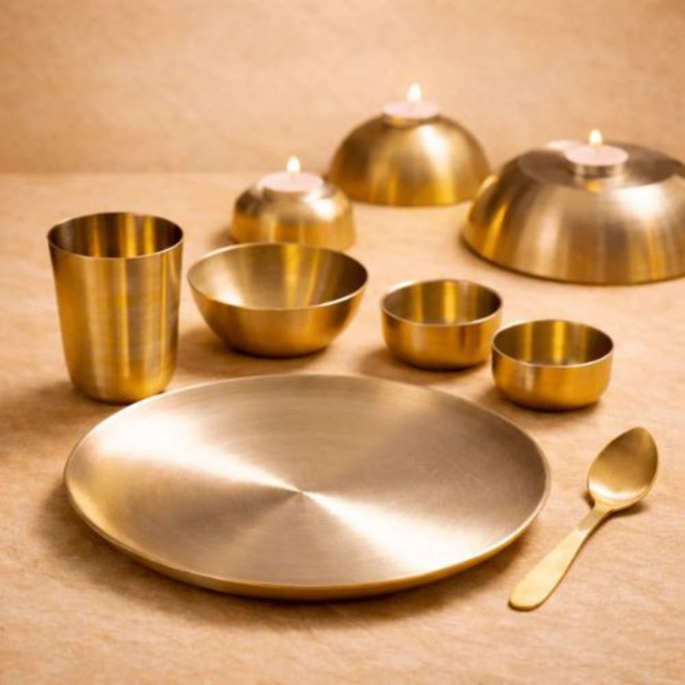 Kansa Bronze Dinner Set with Classic Design for Daily Use