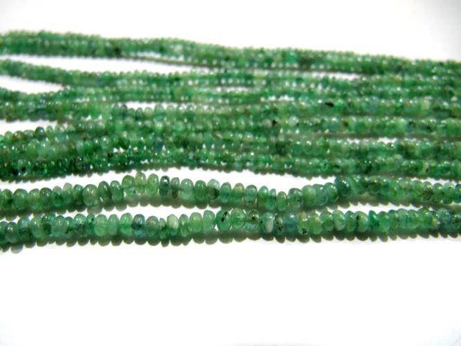 Natural Emerald Rondelle Plain Smooth Beads 2.5-3mm strand 8 inches Zambia Mined Precious