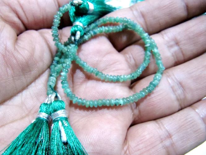 Natural Emerald Rondelle Plain Smooth Beads 2.5-3mm strand 8 inches Zambia Mined Precious