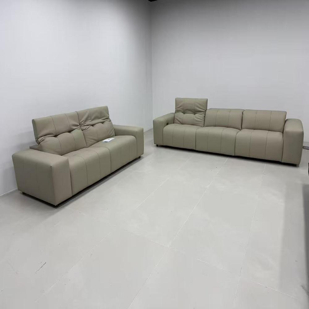 Modern Minimalist Genuine Leather Sofa Set - 3-Seater & 4-Seater Modular Sectional Sofa for Living Room
