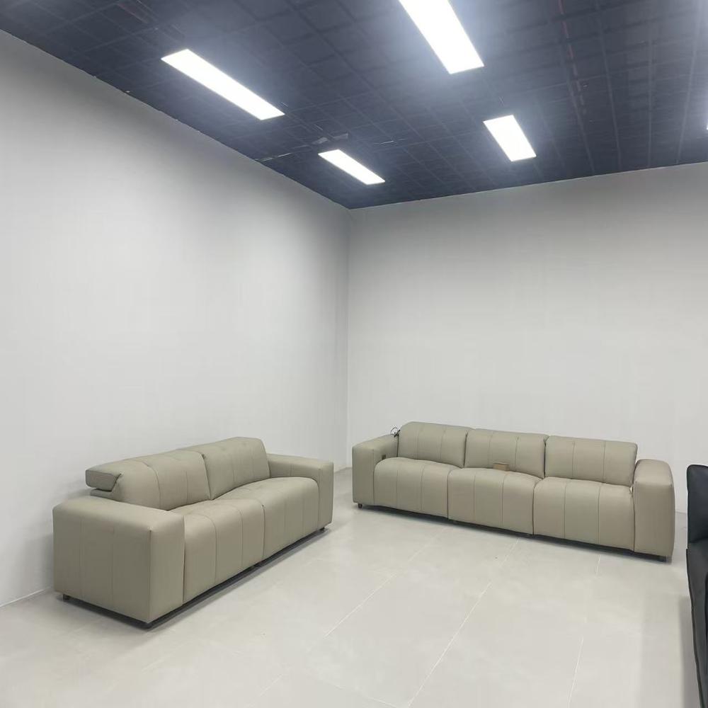 Modern Modular L-Shaped Sofa, Dual-Tone Beige & Tan Upholstered Sectional with Integrated Side Table, Luxury Contemporary Sofa Set