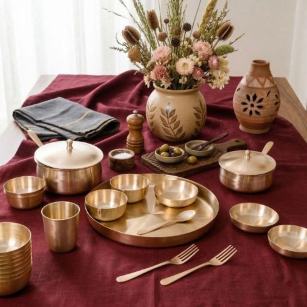 Pure Bronze Kansa Dinner Set For Traditional Indian Kitchen - Capacity: 150 Milliliter (ml)