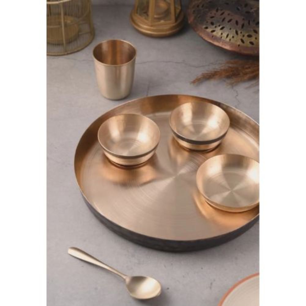 Pure Bronze Kansa Dinner Set for Traditional Indian Kitchen