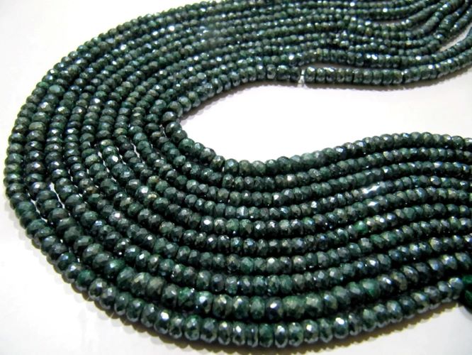Natural Emerald Silverite Rondelle Faceted 4-5mm Size Gemstone Beads strand 13 Inches