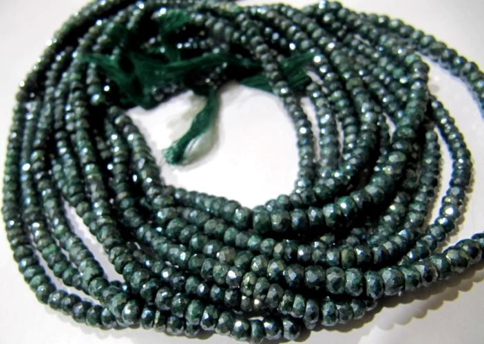 Natural Emerald Silverite Rondelle Faceted 4-5mm Size Gemstone Beads strand 13 Inches