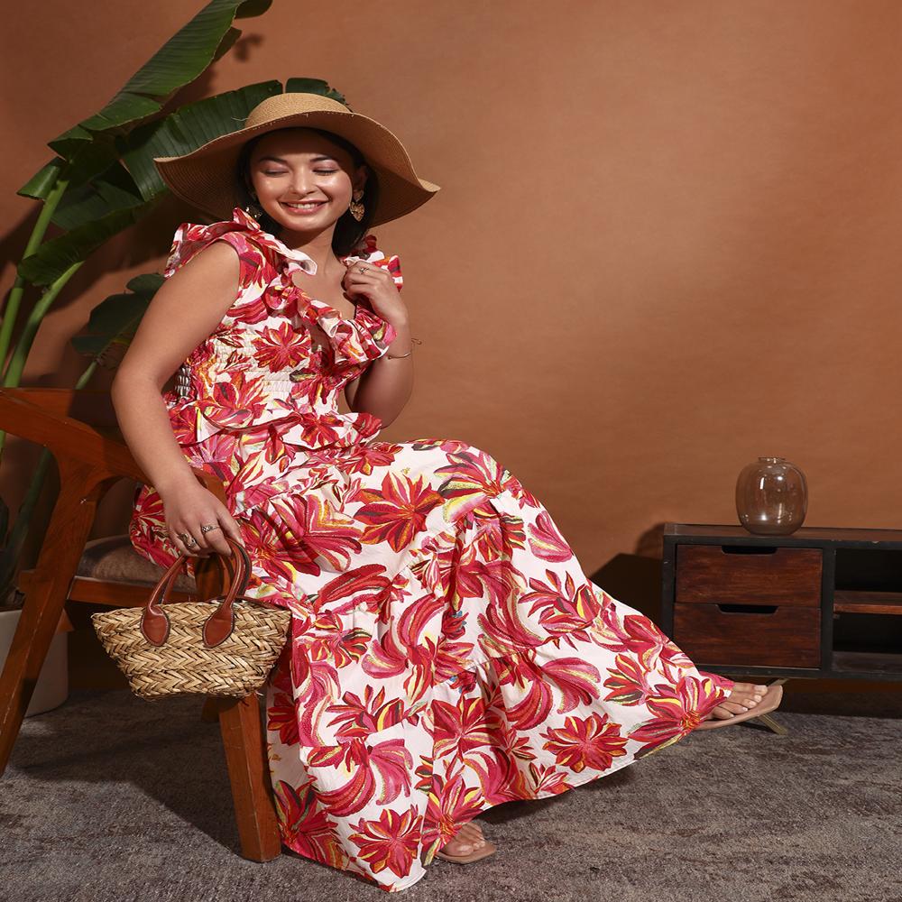 Summer Maxi Dress - Color: Red